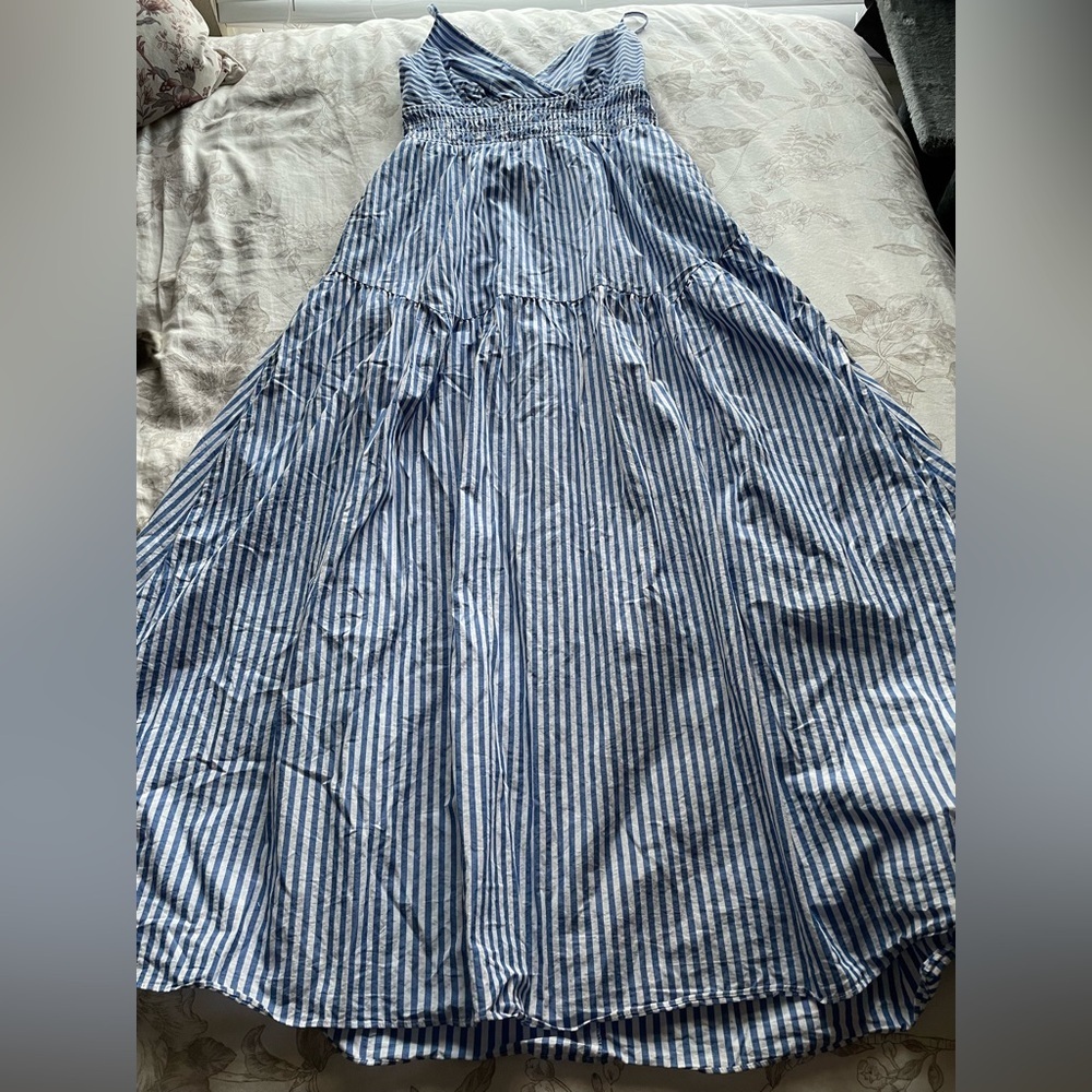 Madewell Blue and White Striped Midi Dress - Picture 4 of 12